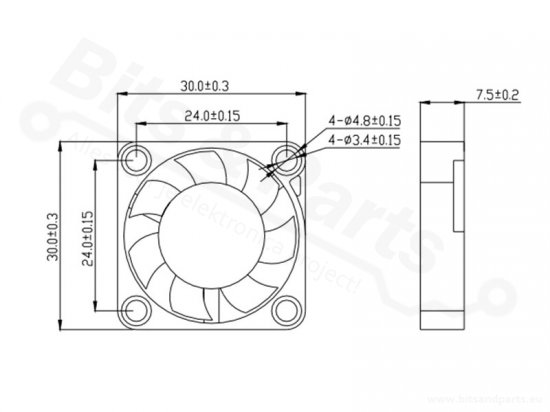 Fan/Ventilator axiaal 3007 30x30x7mm 5VDC